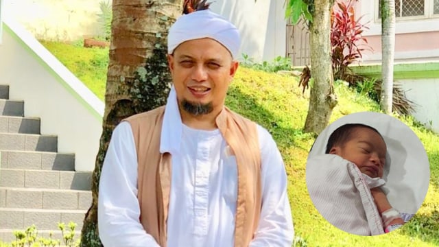 Arifin Ilham dan anak ke-8 nya, Shopia Zikriya. Foto: Instagram @kh_m_arifin_ilham dan Dok. Keluarga Arifin Ilham