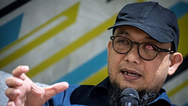 Penyidik senior KPK Novel Baswedan berbicara dalam sebuah diskusi. Foto: Antara/Aprillio Akbar