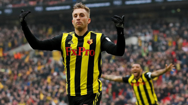 Deulofeu merayakan gol ke gawang Wolves. Foto: Reuters/David Klein