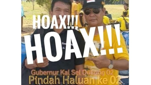 Foto editan yang seolah Gubernur Kalsel Sahbirin Noor mendukung Prabowo. Faktanya, Sahbirin Noor tegas mendukung Jokowi - Ma'ruf Amin.