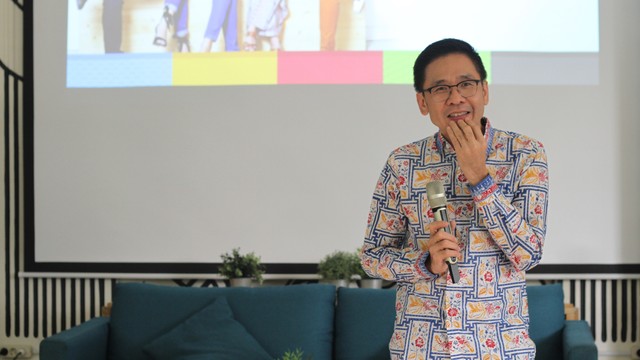 Dr. Mardi Wu (CEO Nutrifood) saat berkunjung ke kantor kumparan di Jalan Jati Murni No.1A, Jati Padang, Jakarta Selatan. Foto: Faisal Rahman/kumparan
