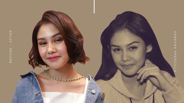 Vanesha Prescilla saat berambut pendek dan panjang. Foto: Infografik: Nunki Lasmaria Pangaribuan/kumparan