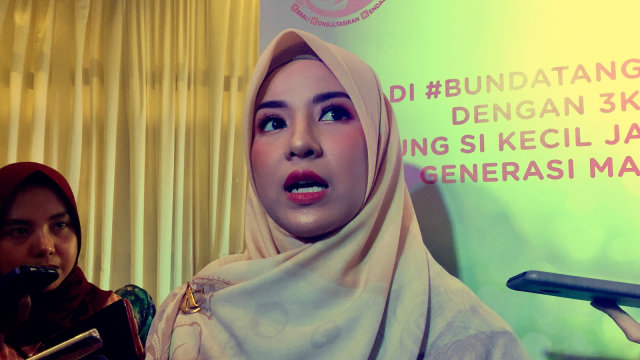 Natasha Rizky di acara #BundaTanggapAlergi SGM Eksplor Soya. Foto: Shika Arimasen Michi/kumparan