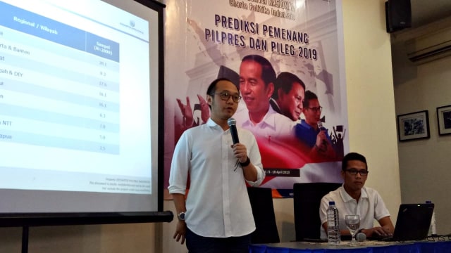 Rilis survei charta politika terkait prediksi pemenang pilpres dan pileg 2019. Foto: Aprilandika Pratama/kumparan