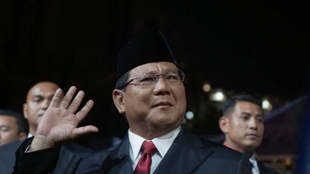 Capres no urut 02, Prabowo Subianto tiba di lokasi Debat Final Pilpres 2019 di Hotel Sultan, Jakarta, Sabtu, (13/4). Foto: Nugroho Sejati/kumparan