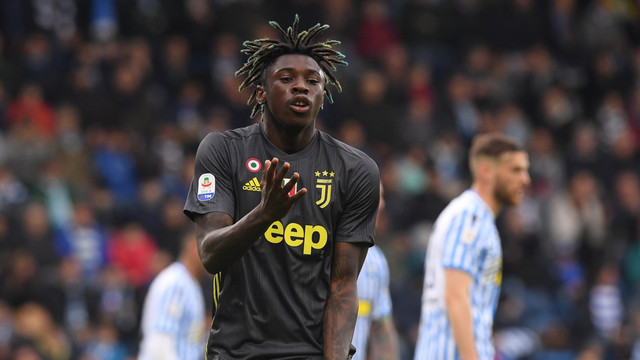 Kean merayakan gol ke gawang SPAL. Foto: Reuters/Alberto Lingria
