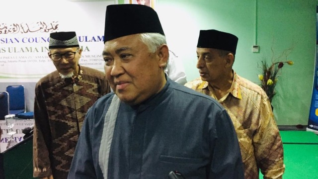 Ketua Dewan Pertimbangan MUI, Din Syamsuddin, di kantor MUI, Jakarta Pusat, Jumat (19/4). Foto: Ajo Darisman/kumparan