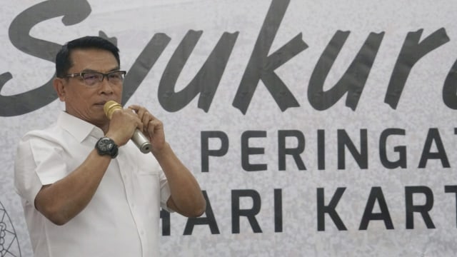 Ketua Harian TKN, Moeldoko dalam acara syukuran dan peringatan Hari Kartini Relawan Jokowi-Amin. Foto: Helmi Afandi Abdullah/kumparan