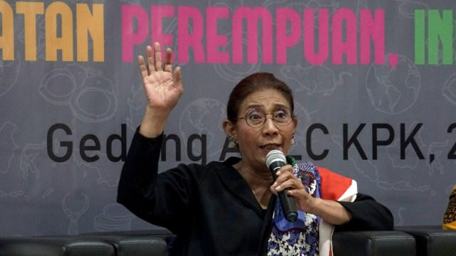 Menteri Kelautan dan Perikanan Susi Pudjiastuti di acara Kartini Antikorupsi 2019, di Gedung ACLC KPK, Jakarta, Jumat (26/4). Foto: Nugroho Sejati/kumparan