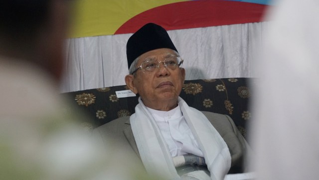 Calon Wakil Presiden nomor urut 01, Maruf Amin menghadiri doa bersama dengan Relawan Unicorn. Foto: Fanny Kusumawardhani/kumparan