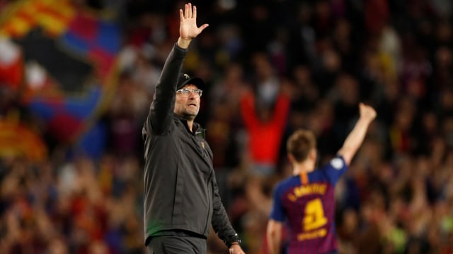 Juergen Klopp usai Liverpool tumbang di markas Barcelona. Foto: John Sibley/Reuters