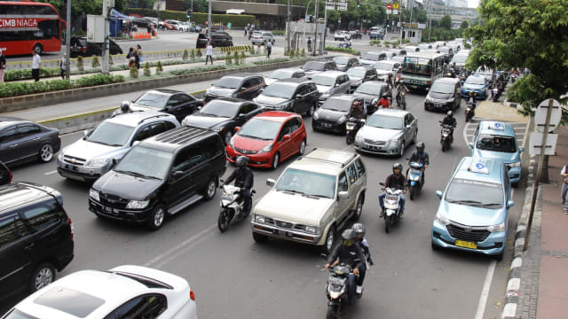 Kemacetan di sepanjang Jalan Sudirman hingga Thamrin. Foto: Helmi Afandi Abdullah/kumparan