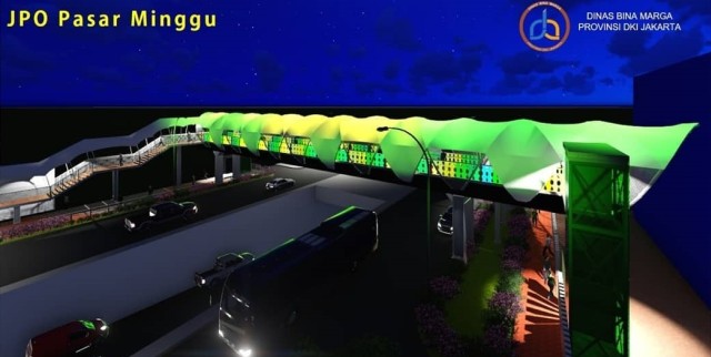Desain Jembatan Penyeberangan Orang (JPO) Pasar Minggu. Foto: Instagram @ binamargadki
