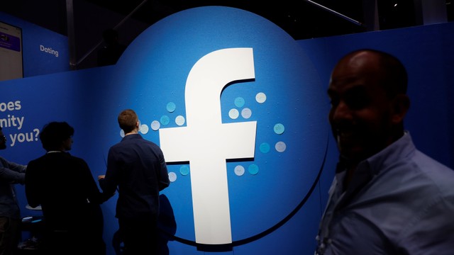 Logo Facebook di konfereni tahunan F8 2019. Foto: Stephen Lam/Reuters