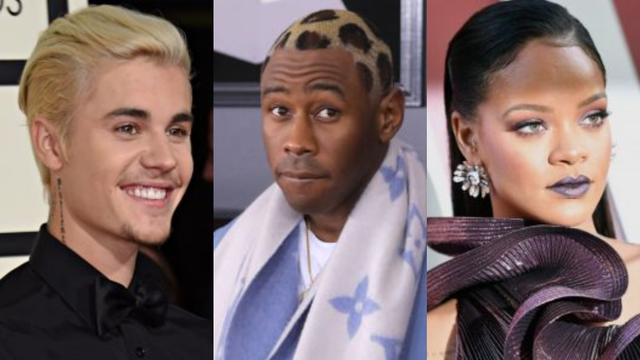 Justin Bieber, Tyler, The Creator, Rihanna. Foto: AFP/Valerie Macon, Reuters/Andrew Kelly, AFP/Angela Weiss.