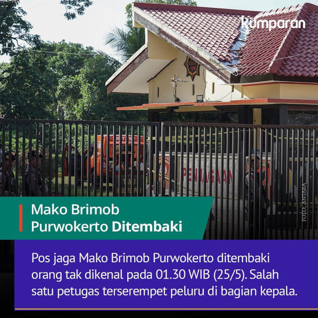 Pos jaga Mako Brimob ditembaki Sabtu (25/5) Foto: Antara