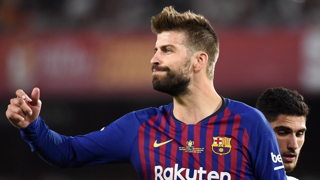 Pique di laga final Copa del Rey melawan Valencia. Foto: AFP/Jose Jordan