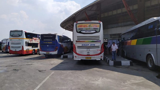 Sejumlah armada bus di Terminal Terpadu Pulogebang, Jakarta Timur. Foto: Maulana Ramadhan/kumparan