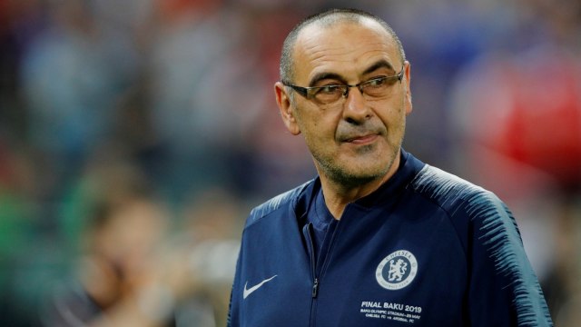 Sarri memimpin Chelsea di final Liga Europa. Foto: Reuters/Phil Noble