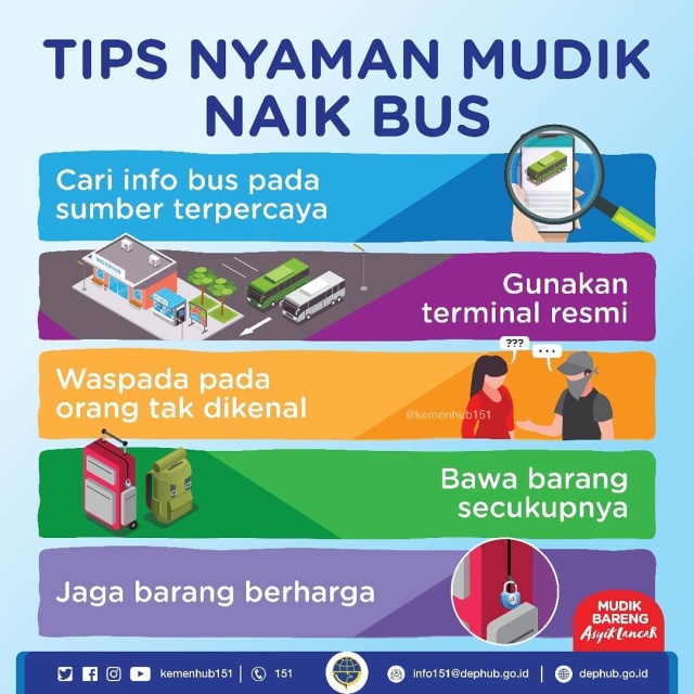 Konten Krispi, Tips Asyik Mudik Pakai Bus. Foto: Instagram/@kemenhub151