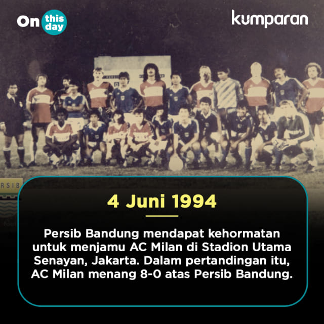 Persib Bandung mendapat kehormatan untuk menjamu AC Milan di Stadion Utama Senayan, Jakarta. Dalam pertandingan itu, AC Milan menang 8-0 atas Persib Bandung. Foto: Dok. Persib