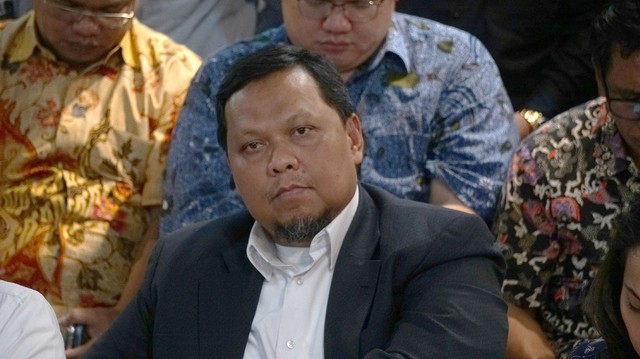 Wakil Direktur TKN Jokowi-Ma'ruf Amin, Lukman Edy, saat konferensi pers Tim Hukum TKN di Media Center TKN, Jakarta, Senin (10/6/2019). Foto: Nugroho Sejati/kumparan