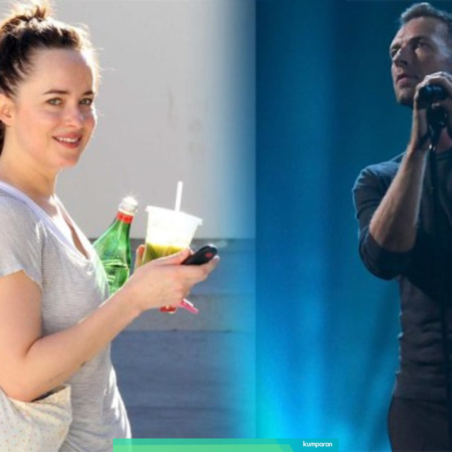Dakota Johnson dan Chris Martin Foto: Twitter/@DakotaJohnsons dan Reuters/Toby Melville