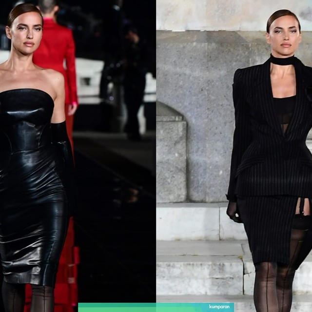 Irina Shayk di CR runway x LuisaViaRoma. Foto: AFP/MIGUEL MEDINA