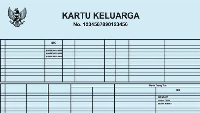 Ilustrasi Kartu Keluarga. Dok: Istimewa.