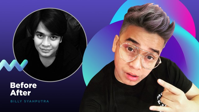 Perubahan gaya rambut Billy Syahputra dulu dan sekarang. Foto: Infografik: Putri Sarah Arifira/kumparan.