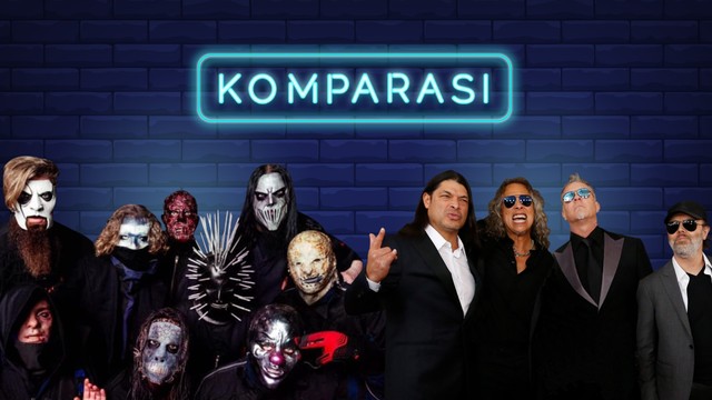 Komparasi grup musik Slipknot dan Metallica. Foto: Infografik: Nunki Lasmaria Pangaribuan/kumparan.