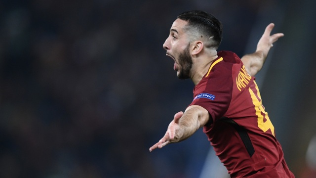 Manolas meryakan gol ke gawang Barcelona. Foto: AFP/Filippo Monteforte