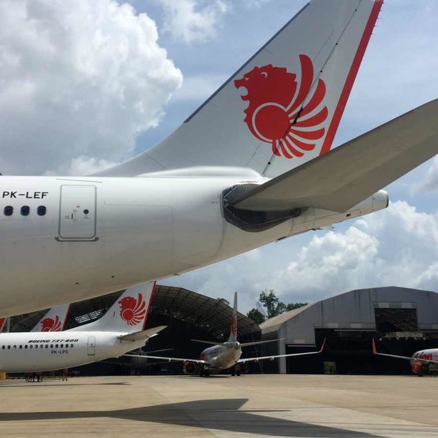 Pesawat-pesawat milik Lion Air Group yang sedang dicek dan diperbaiki di Hangar Batam Aero Technic (BAT), Batam. Foto: Ema Fitriyani/kumparan