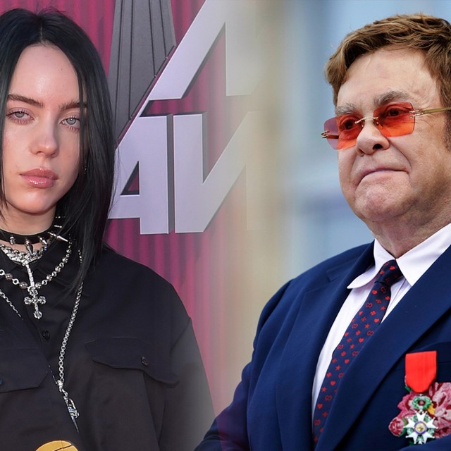 Billie Eilish dan Elton John. Foto: AFP/Chris Delmas dan Lewis JOLY