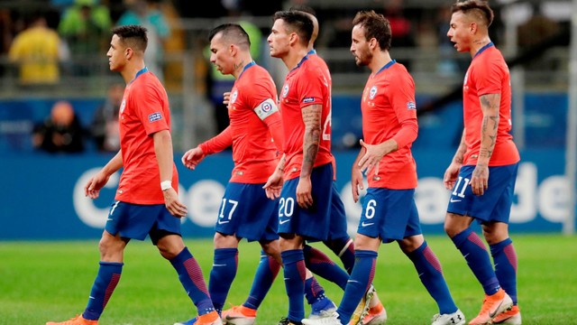 Pemain timnas Chile pada pertandingan semifinal Copa America 2019 di Stadion Arena do Gremio, Porto Alegre, Brazil. Foto: REUTERS/Henry Romero