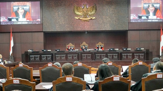 Suasana di Mahkamah Konstitusi saat sidang sengketa Pemilu Legislatif 2019, Selasa (9/7). Foto: Helmi Afandi Abdullah/kumparan