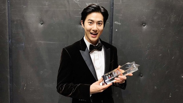 Suho EXO saat menghadiri DIMF 2019. Foto: Instagram/kimjuncotton