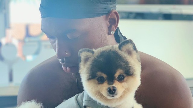 Daniel Sturridge memeluk anjing kesayangannya, Lucci, yang dicuri orang. Foto: Daniel Sturridge/Instagram