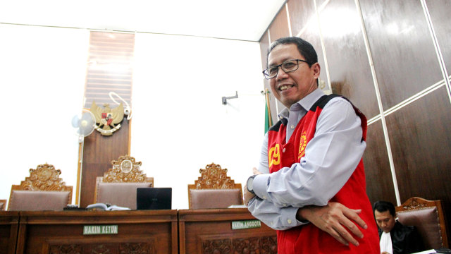 Mantan Plt. Ketua Umum PSSI Joko Driyono menjalani sidang pleidoi terkait kasus pengaturan skor sepak bola di Pengadilan Negeri Jakarta Selatan, Kamis (11/7). Foto: Nugroho Sejati/kumparan