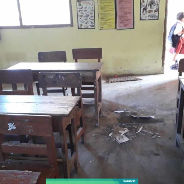SDN Sumbersalak 05 Dusun Karanganyar, Kecamatan Ledokombo, Jember, terdampak gempa di Bali. Foto: kumparan