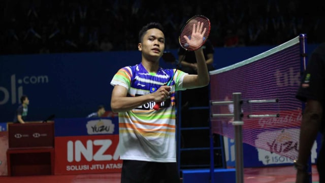 Anthony Sinisuka Ginting saat pertandingan Blibli Indonesia Open 2019 di Istora Senayan, Selasa (16/7/2019). Foto: Irfan Adi Saputra/kumparan