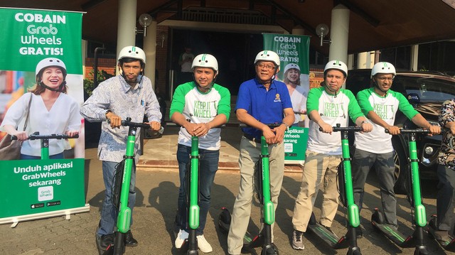 Grab gandeng UI Luncurkan GrabWheel pertama di Kampus Fakultas Teknik UI, Depok. Foto: Elsa Olivia Karina L Toruan/kumparan