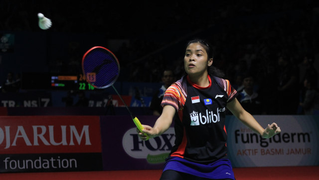Gregoria Mariska saat bertanding pada babak kedua Indonesia Open 2019 di Istora Senayan, Jakarta, Kamis (18/7). Foto: Irfan Adi Saputra/kumparan