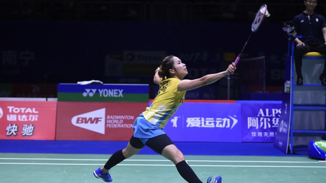 Ratchanok Intanon pada sebuah pertandingan. Foto: Wang Zhao/AFP