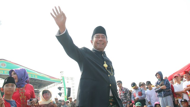 Ketua Bamus Betawi, Haji Abraham Lunggana, di Perayaan Lebaran Betawi 2019 di Monumen Nasional, Jakarta Pusat, Minggu (21/7). Foto: Nugroho Sejati/kumparan