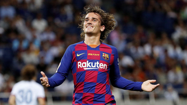 Antoine Griezmann di laga debutnya sebagai pemain Barcelona. Foto: REUTERS/Kim Kyung-Hoon