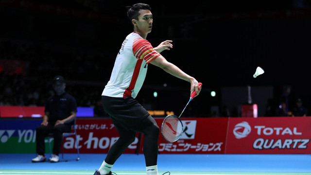 Aksi Jonatan Christie di Jepang Terbuka 2019. Foto: Dok. PBSI