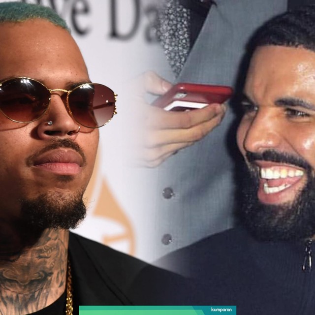 Chris Brown dan Drake. Foto: AFP/Jason Merritt dan Instagram/@champagnepapi
