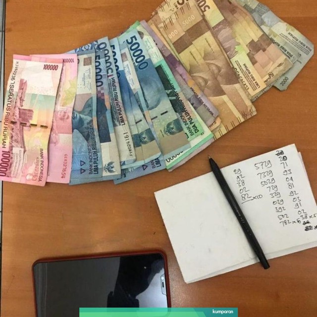 Barang bukti hasil judi togel. Foto: dok. Istimewa