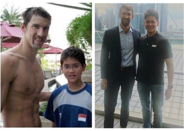 Joseph Schooling berfoto bersama sang idola, Michael Phelps | Photo by @josephschooling on Instagram